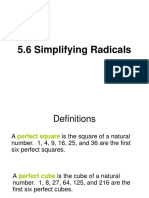 5.6 Simplifying Radicals