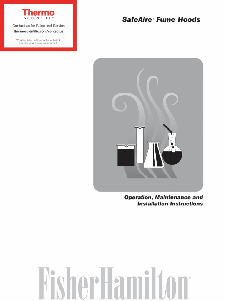 Thermo Hamilton Safeaire Fume Hood Manual PDF Lift (Force