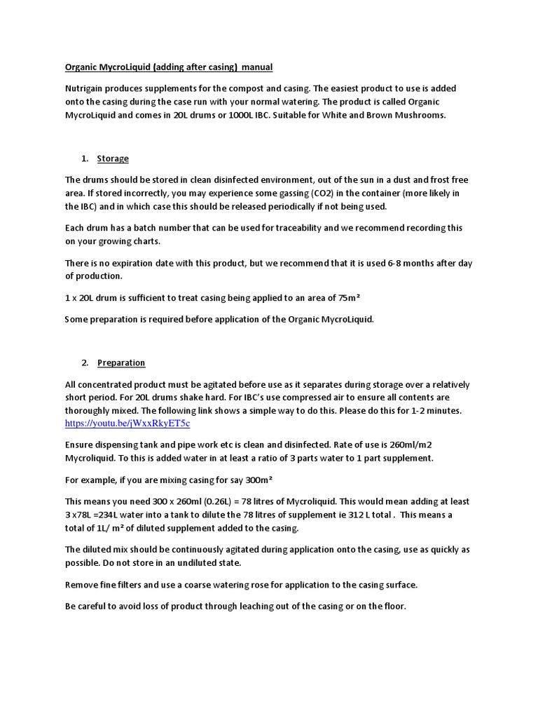 MycroLiquid For Adding After Casing Checklist PDF | PDF | Compost | Water