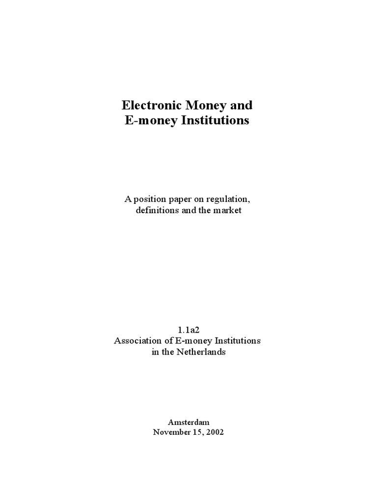 Electronic Money E Money Institutions PDF Smart Card Stored Value Card