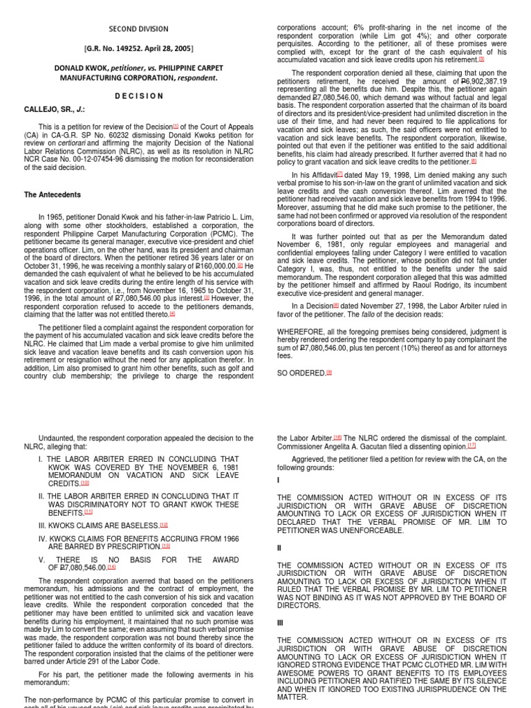 Kwok Vs Philippine Carpet Manufacturing PDF Question Of Law Complaint