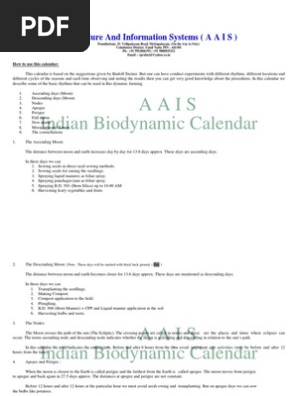 Agriculture Panchang Bio Dynamic Calendar 10 Pdf Apsis Moon