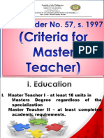 DECS Order No. 57, S. 1997 (Criteria For Master Teacher)