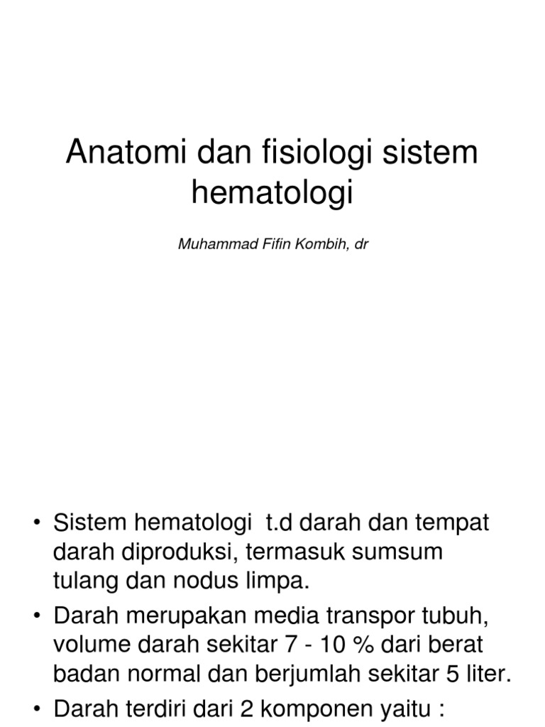 Sistem Hematologi Dan Fungsinya Pdf