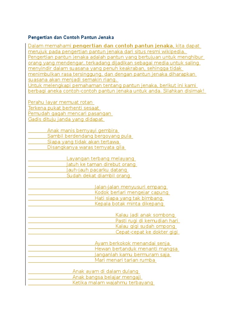 Pantun Jenaka Docx