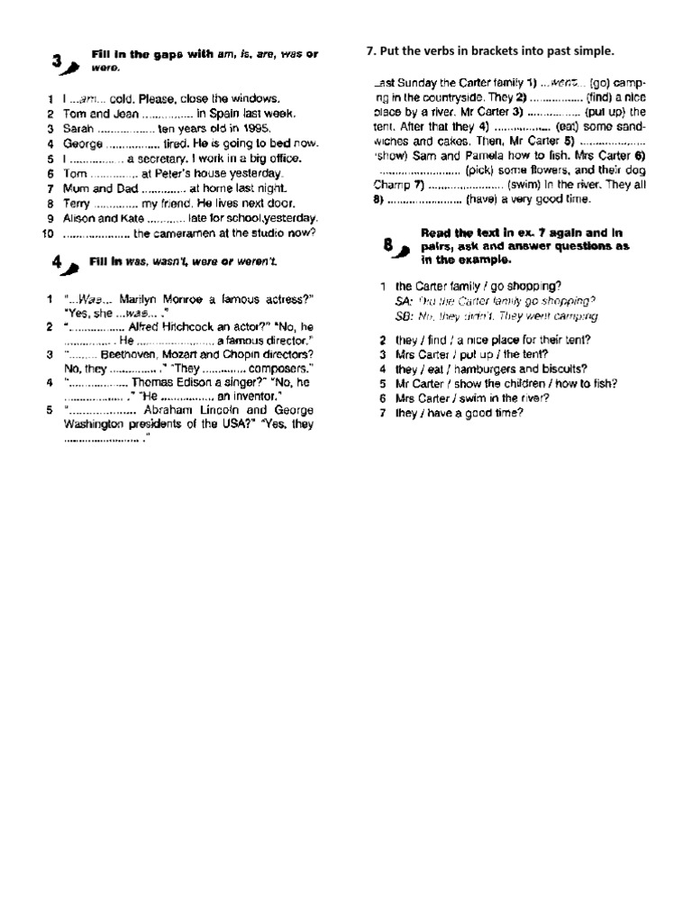 Put The Verbs in Brackets Into Past Simple | PDF