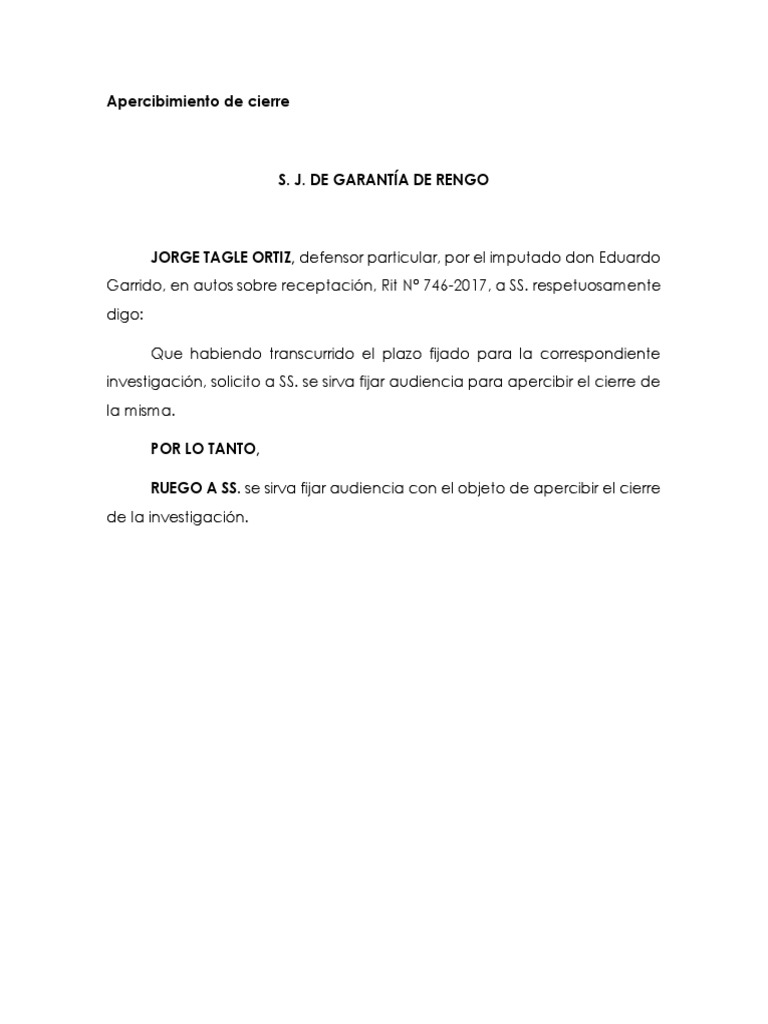 Apercibimiento de Cierre | PDF