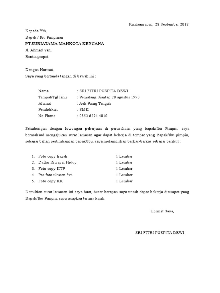 Download 95+ Contoh Surat Lamaran Kerja Suzuya Terbaik Dan Terbaru