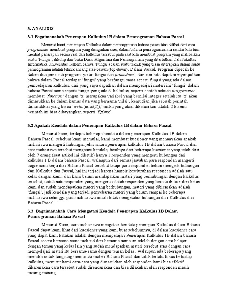 Analisa Bahasa Pascal Dengan Kalkulus | PDF | Metode & Bahan Ajar