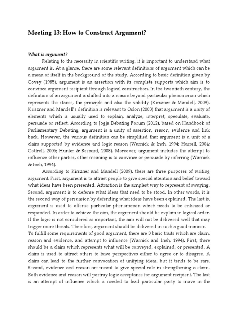 Meeting 13: How To Construct Argument? | PDF | Argument | Persuasion
