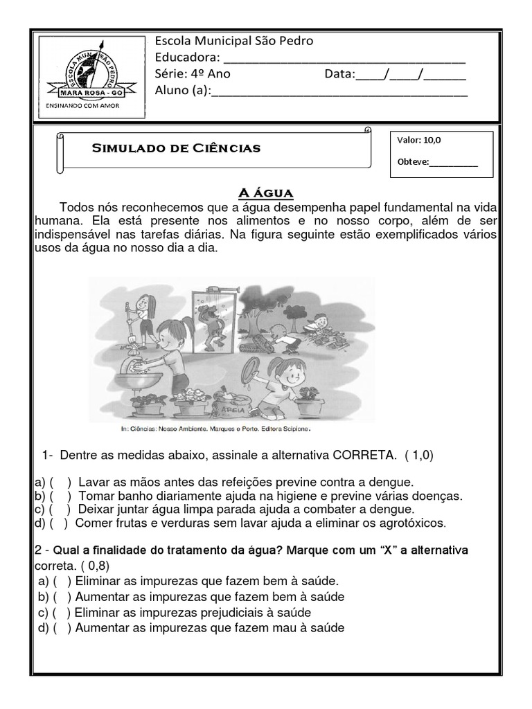 Simulado de Ciências 4º ano Ensino Fundamental | Reciclagem | Desperdício
