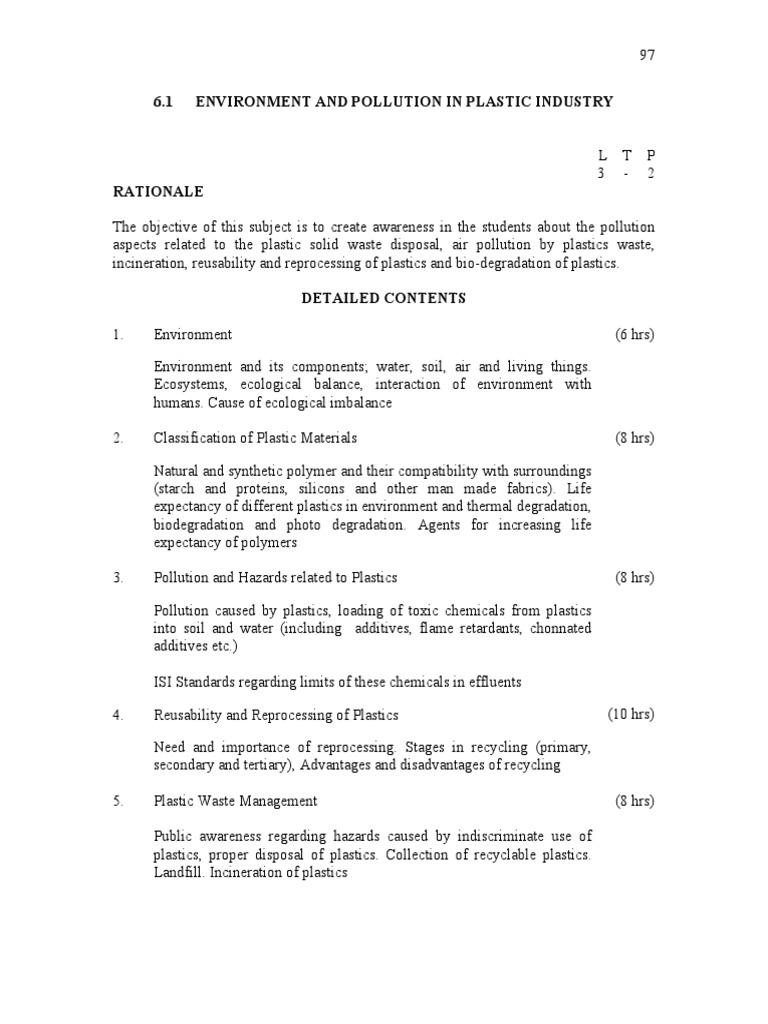 Pollution and Management in Plastics Industry | PDF | Adhesive | Plastic
