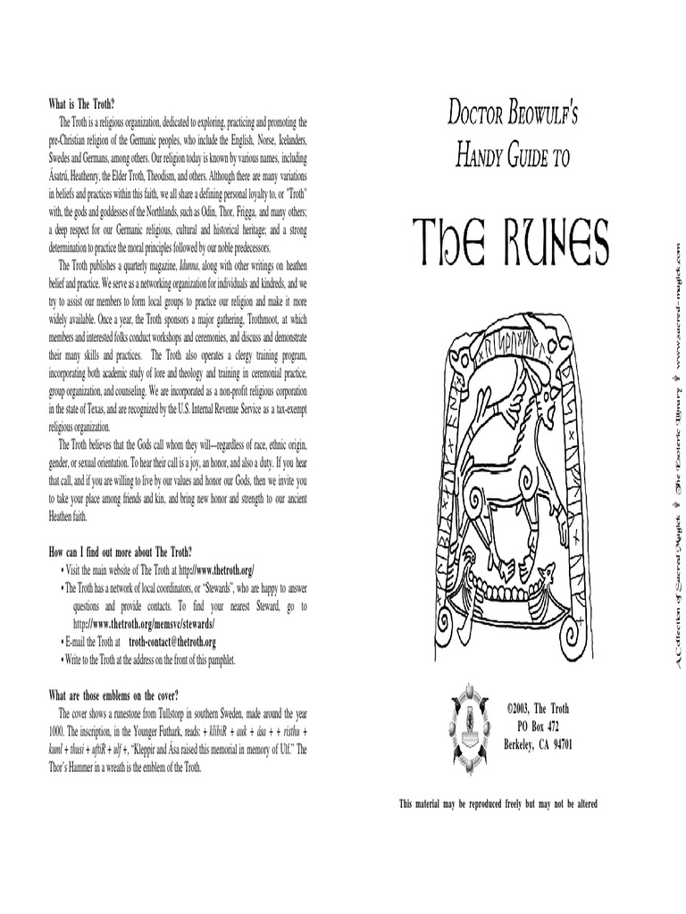 Doctor Beowulfs Guide To The Runes PDF | PDF | Runes | Heathenry (New ...