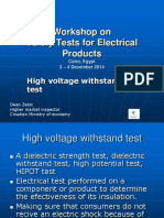 Workshop On Safety Tests For Electrical Products: High Voltage Withstand Test