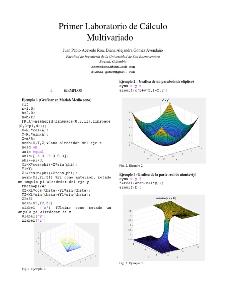 Multivariable Calculus Matlab Guide PDF Geometría algebraica