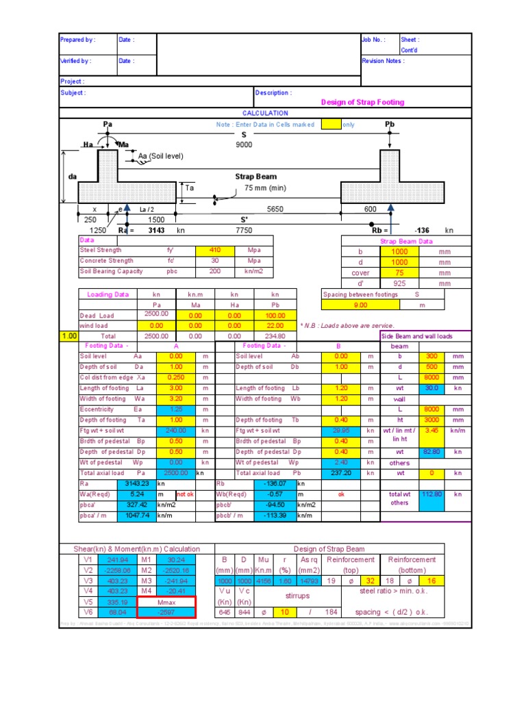 Design of Strap Footing PDF | PDF | Building Engineering | Civil ...