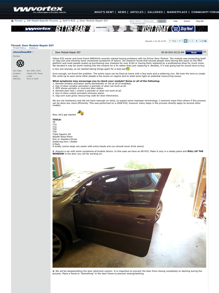 Door Module Repair Golf MK 5 | PDF | Electrical Connector | Internet Forum