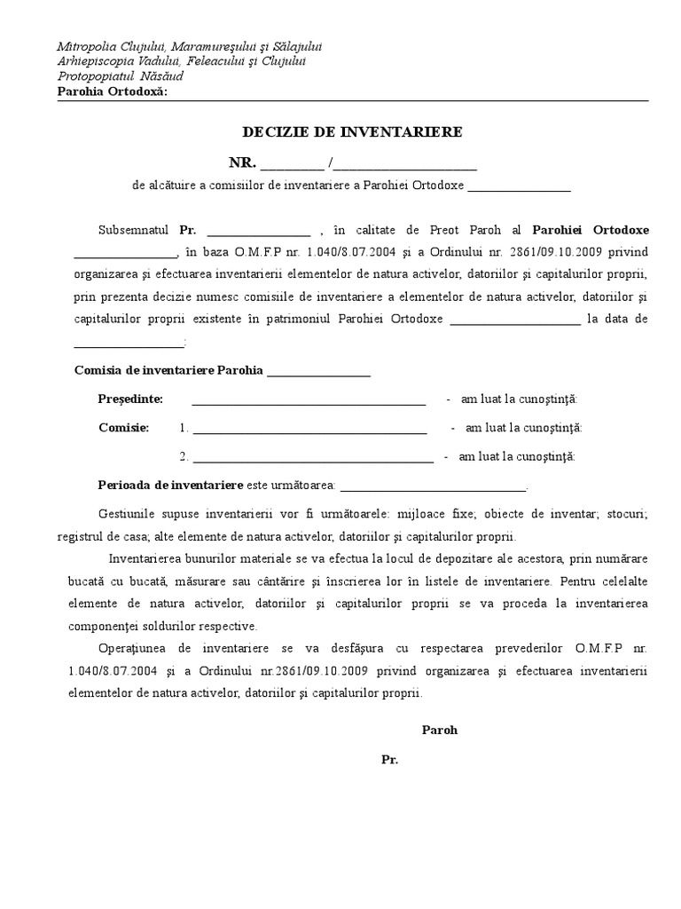 Decizie Inventariere