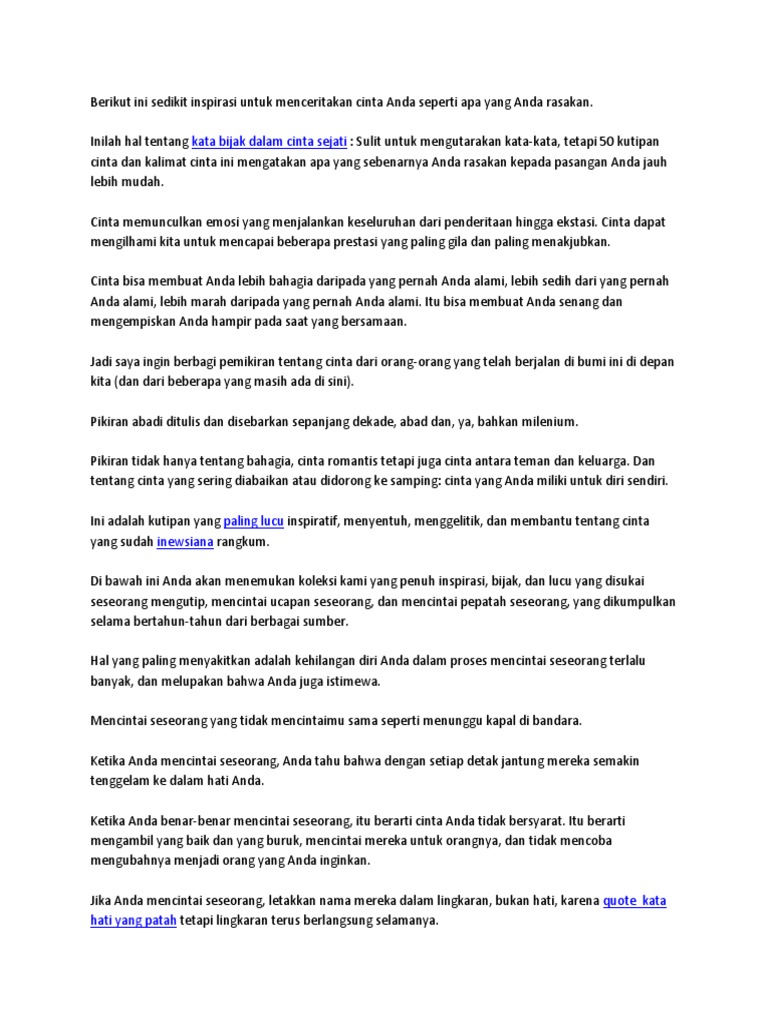Kata Bijak Cinta Sejati Paling Romantis