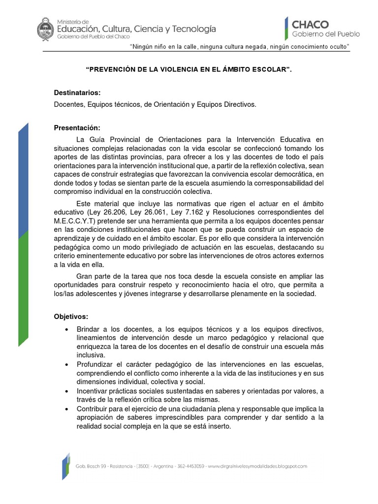 Prevención de La Violencia en El Ámbito Escolar | PDF | Maestros ...