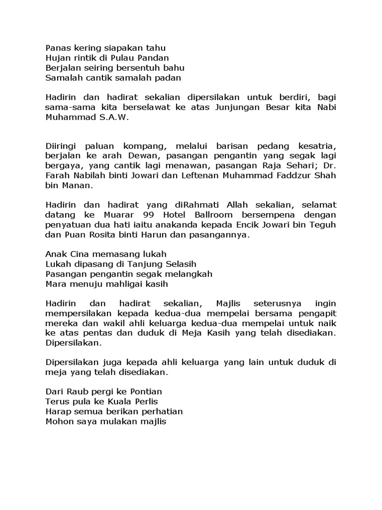 Emcee Script Malay Wedding Sample Wedding Emcee Script For Friends And