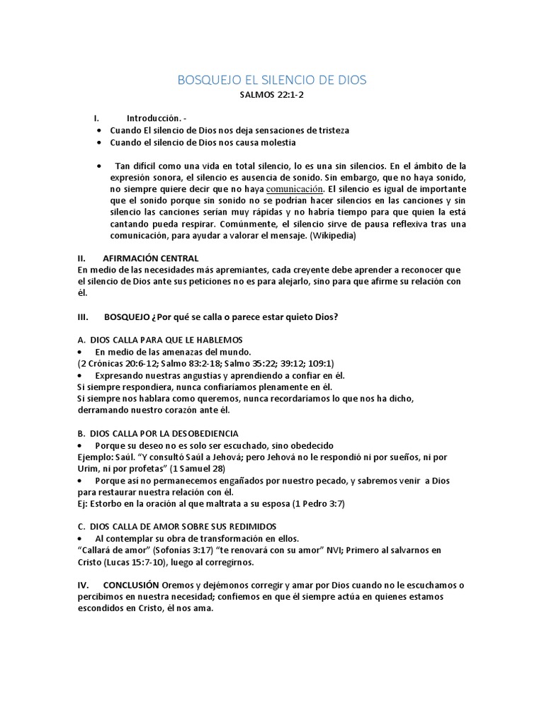 Bosquejo El Silencio de Dios | PDF
