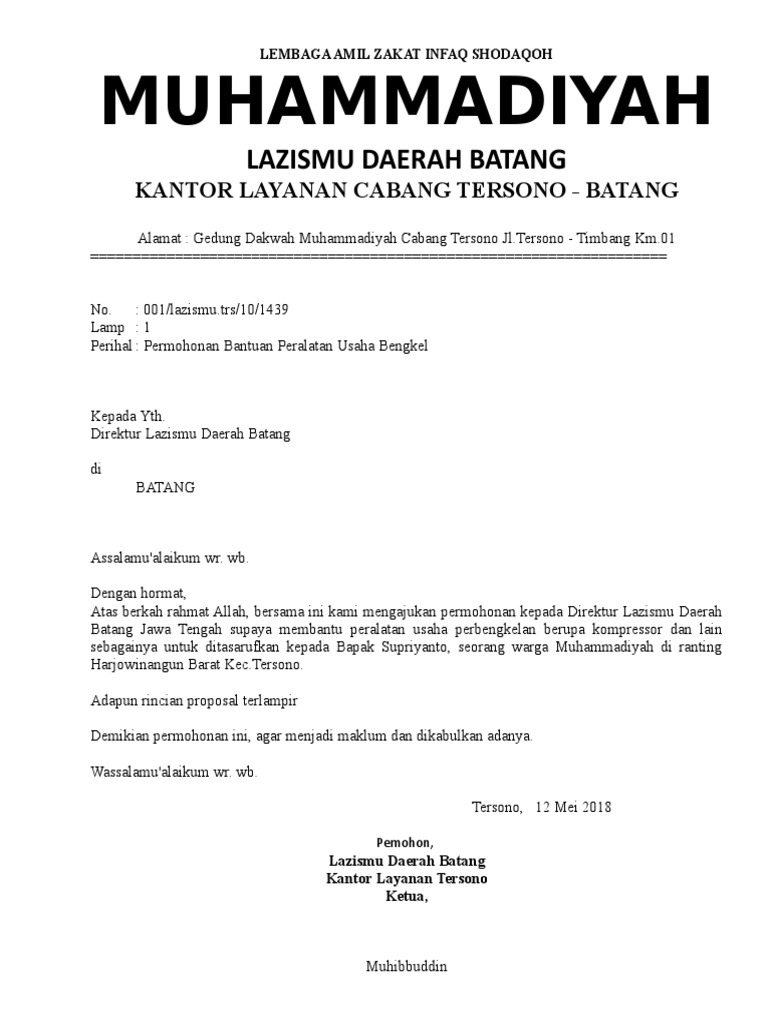 Proposal Ke Lazismu Ke Lazismu Daerah
