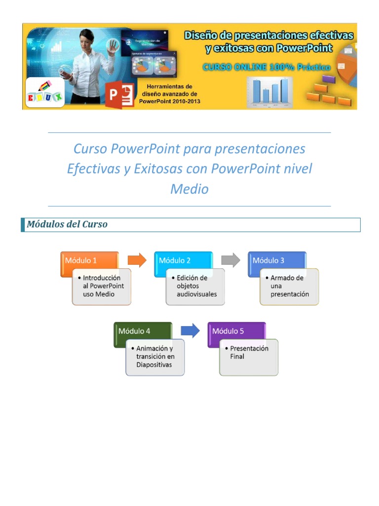 Curso Powerpoint Presentaciones Efectivas Pdf Informática