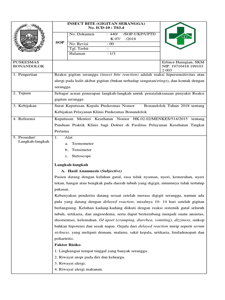 Reaksi Gigitan Serangga Insect Bite