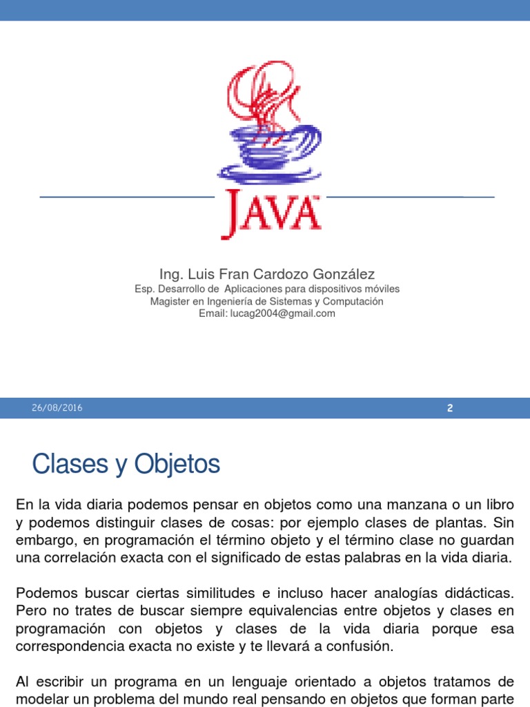 Clases y Objetos Java PDF | PDF | Objeto (informática) | Clase ...
