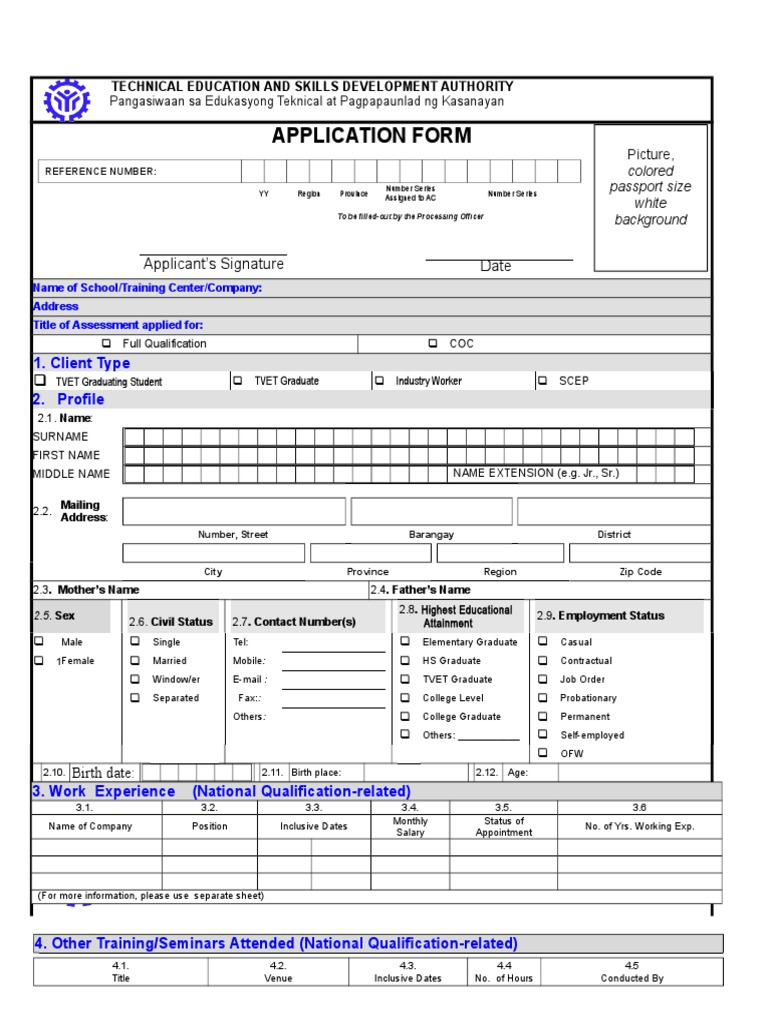Application Form: Date Applicant's Signature | PDF | Learning | Business