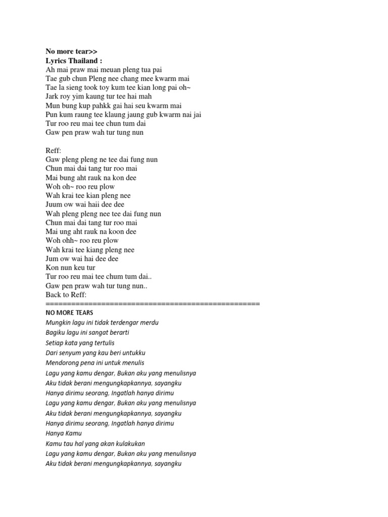 Lirik Lagu Thailand | PDF