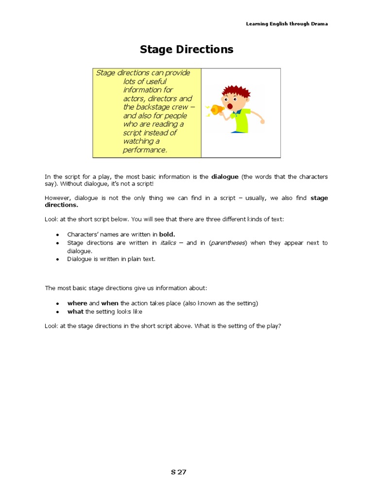 Stage Directions | PDF | Learning