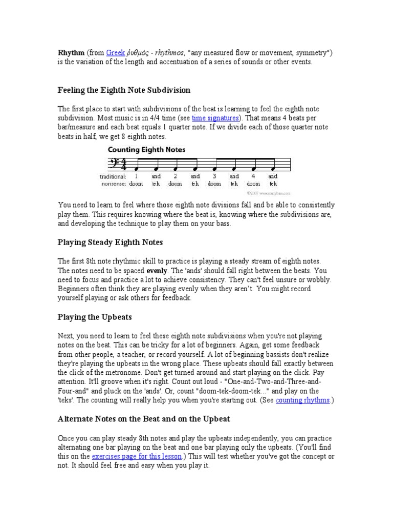 Mastering Eighth Note Rhythms | PDF | Rhythm | Music Theory