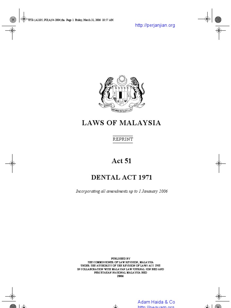 Act 51 Dental Act 1971 Dentist Dentistry Free 30day Trial Scribd