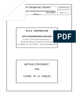 Method Statement FOR Laying of LV Cables: M & E Contractor