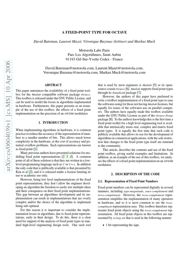 Fixed Point Toolbox for Octave | PDF | Integer (Computer Science ...