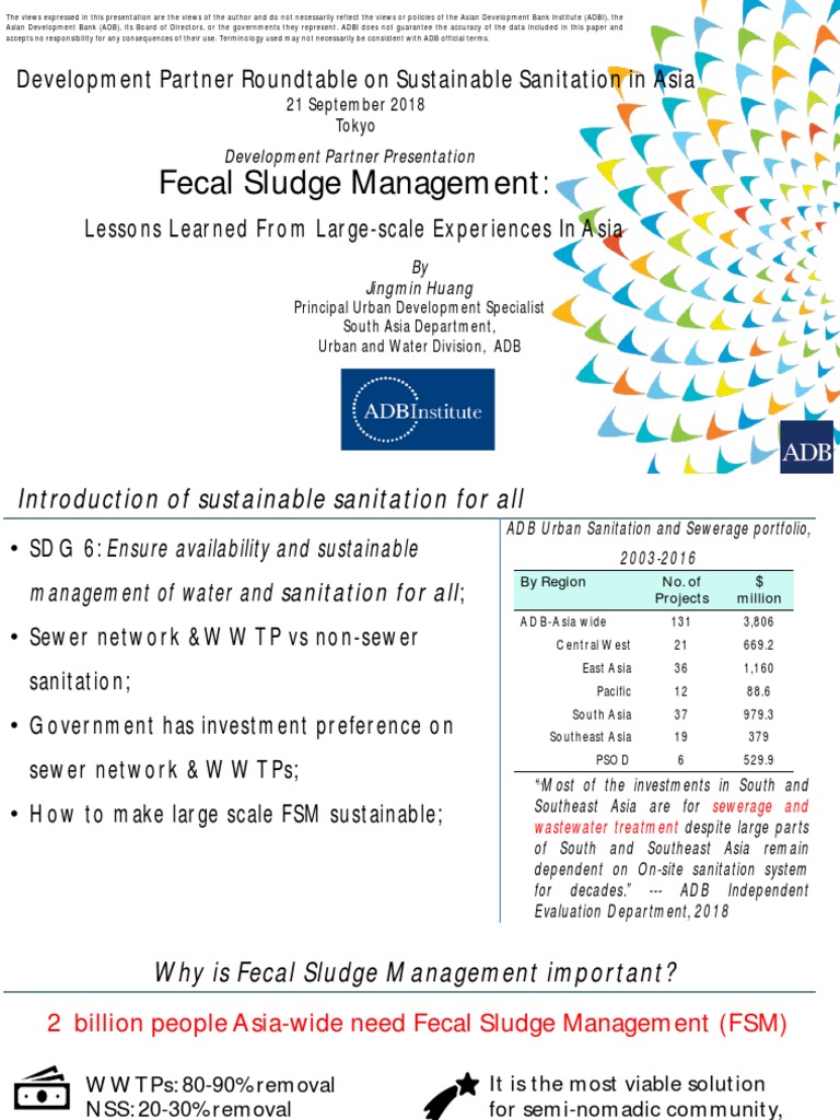 Fecal Sludge Management Lessons Learned From Large Scale