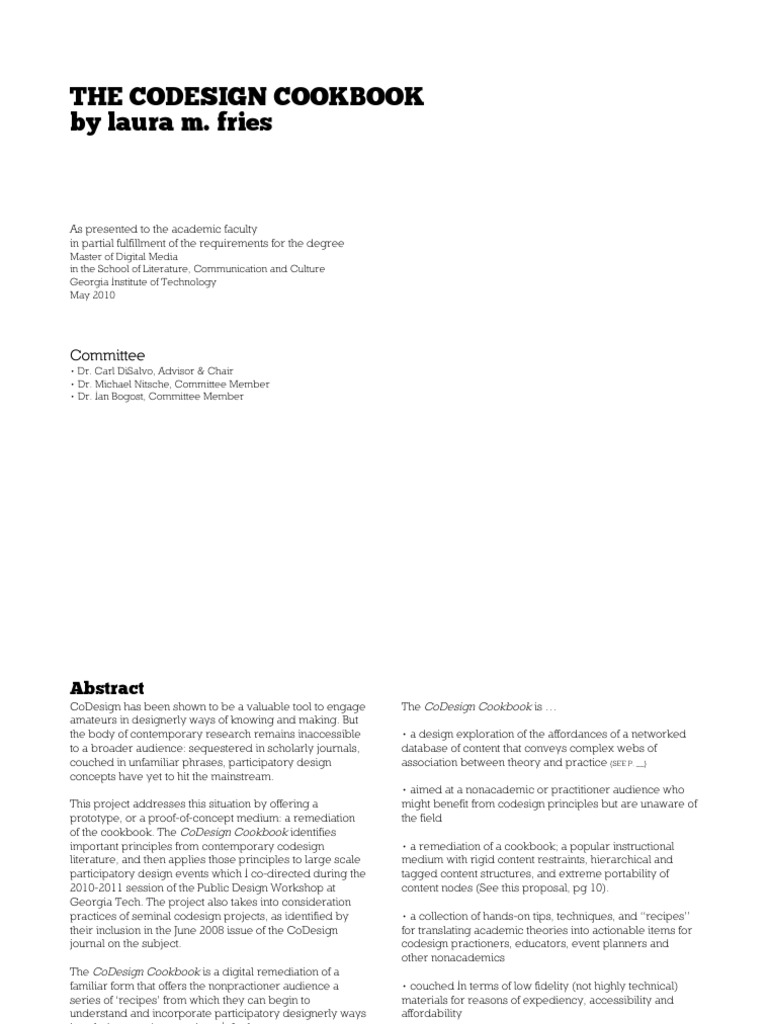 CoDesign Cookbook: Engaging Design Recipes | PDF | Cookbooks | Design