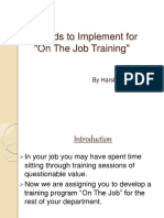 Methods To Implement For "On The Job Training": by Harshal Paranjape