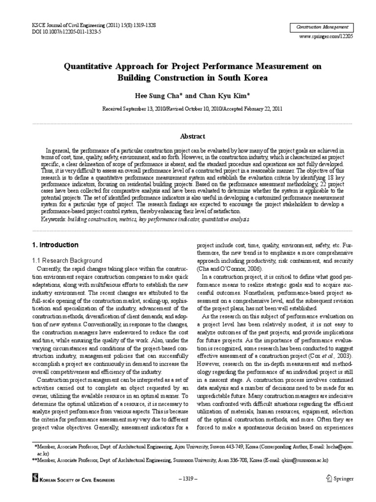 Quantitative Performance in Building Projects | PDF | Performance ...
