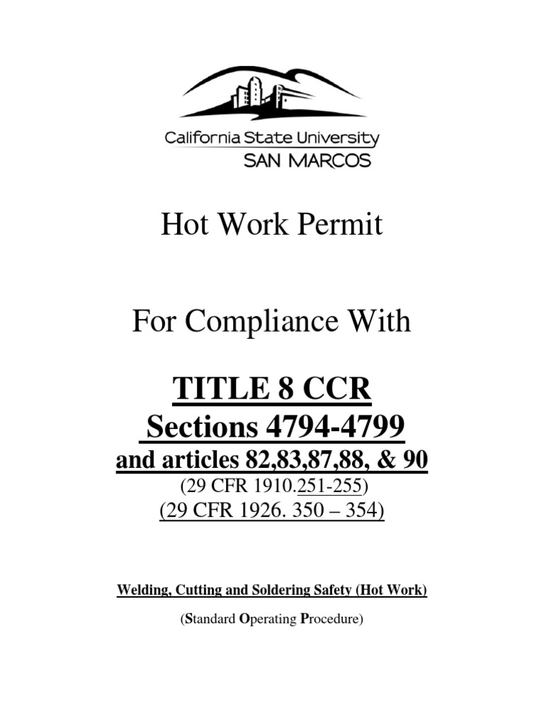 Hot Work Permit Safety Procedures | PDF | Welding | Construction
