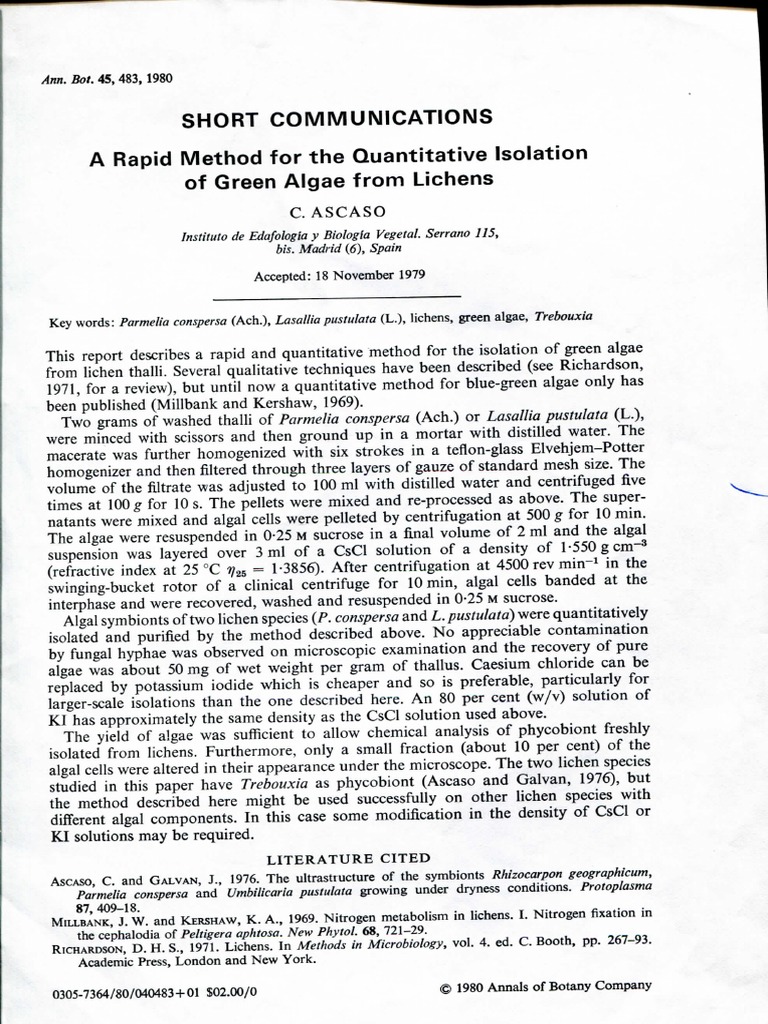 A Rapid Method For The Quantitative Isol PDF | PDF | Chemistry | Nature