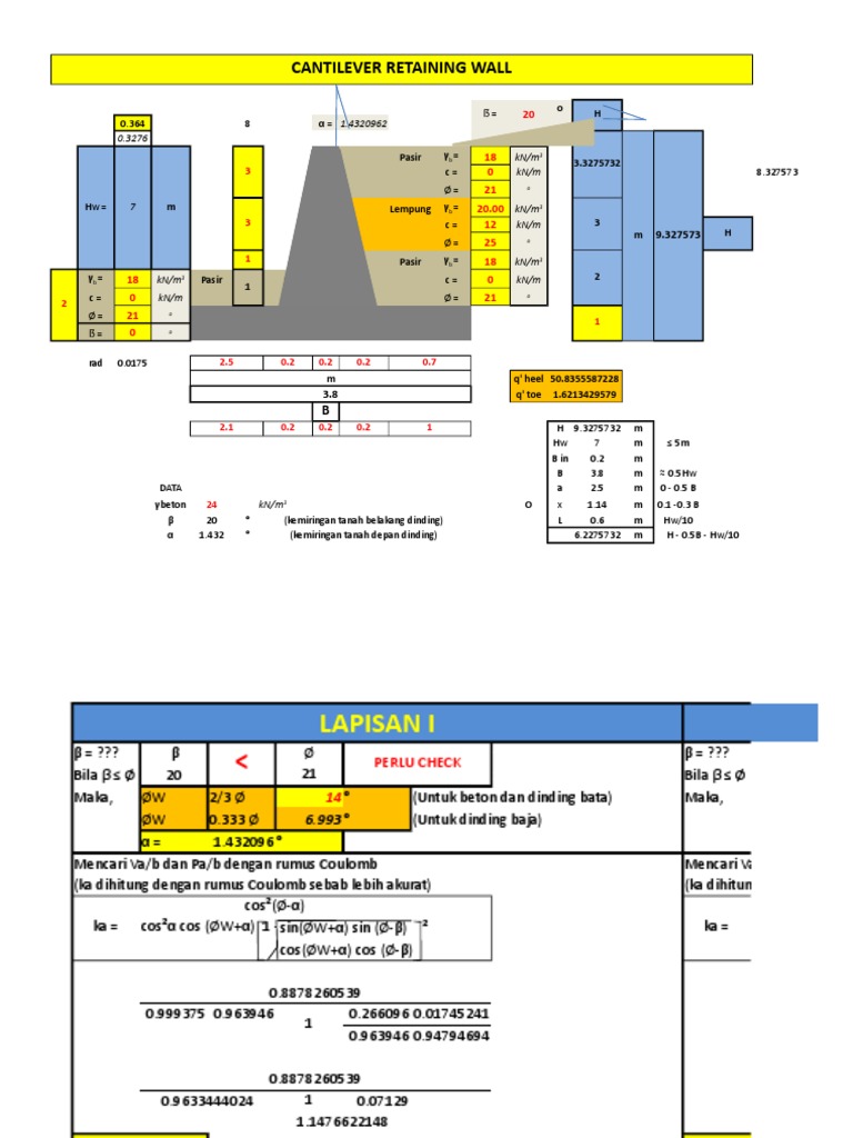Cantilever Retaining Wall Analysis | PDF
