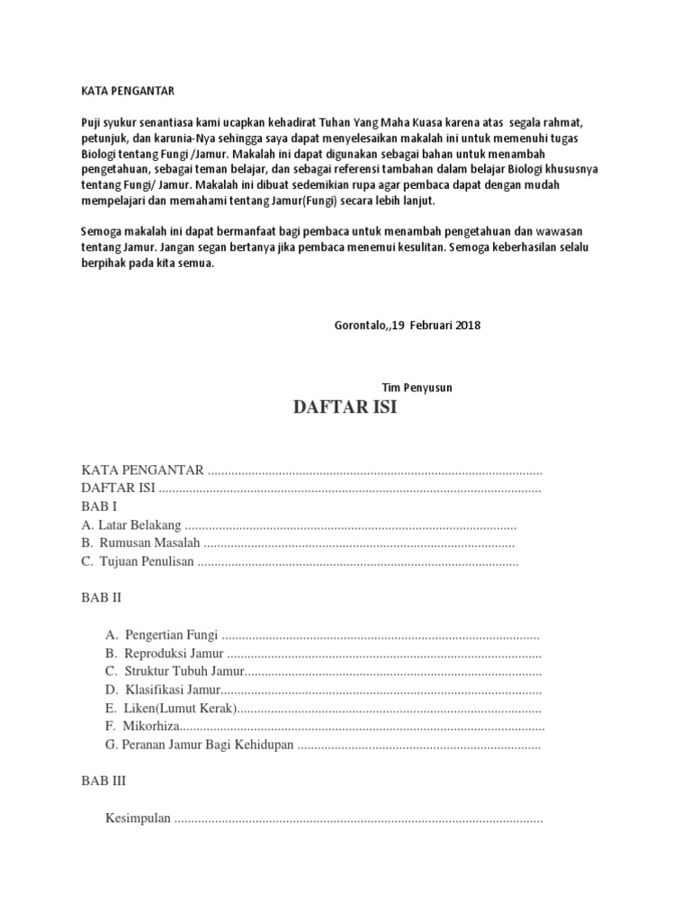 Kata Blog Contoh Kata Pengantar Makalah Biologi Tentang Jamur