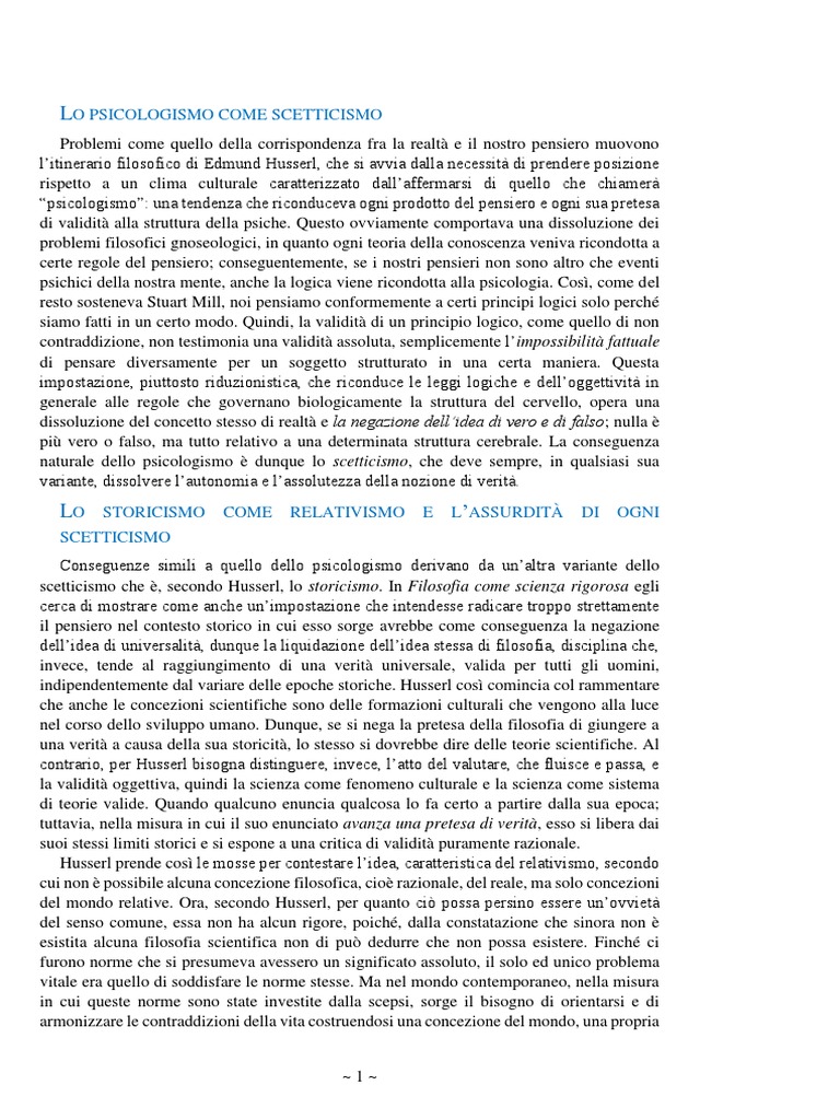 Husserl, Filosofia Come Scienza Rigorosa, Crisi Delle Scienze Europee PDF