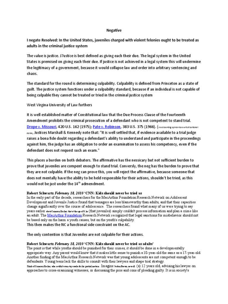 Juvenile Culpability in Criminal Justice | PDF | Adolescence | Crime ...