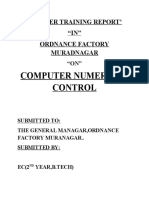 Computer Numerical Control: Summer Training Report' "IN" Ordnance Factory Muradnagar