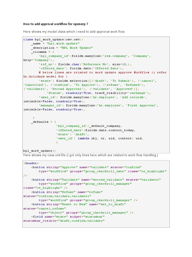 Add Approval Workflow in OpenERP 7 | PDF | Software Engineering | Computing