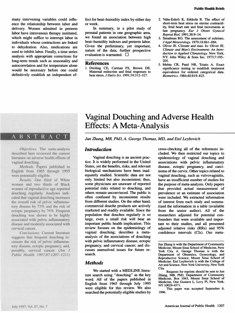 Vaginal Douching and Adverse Effects MetaAnalysis Health A PDF